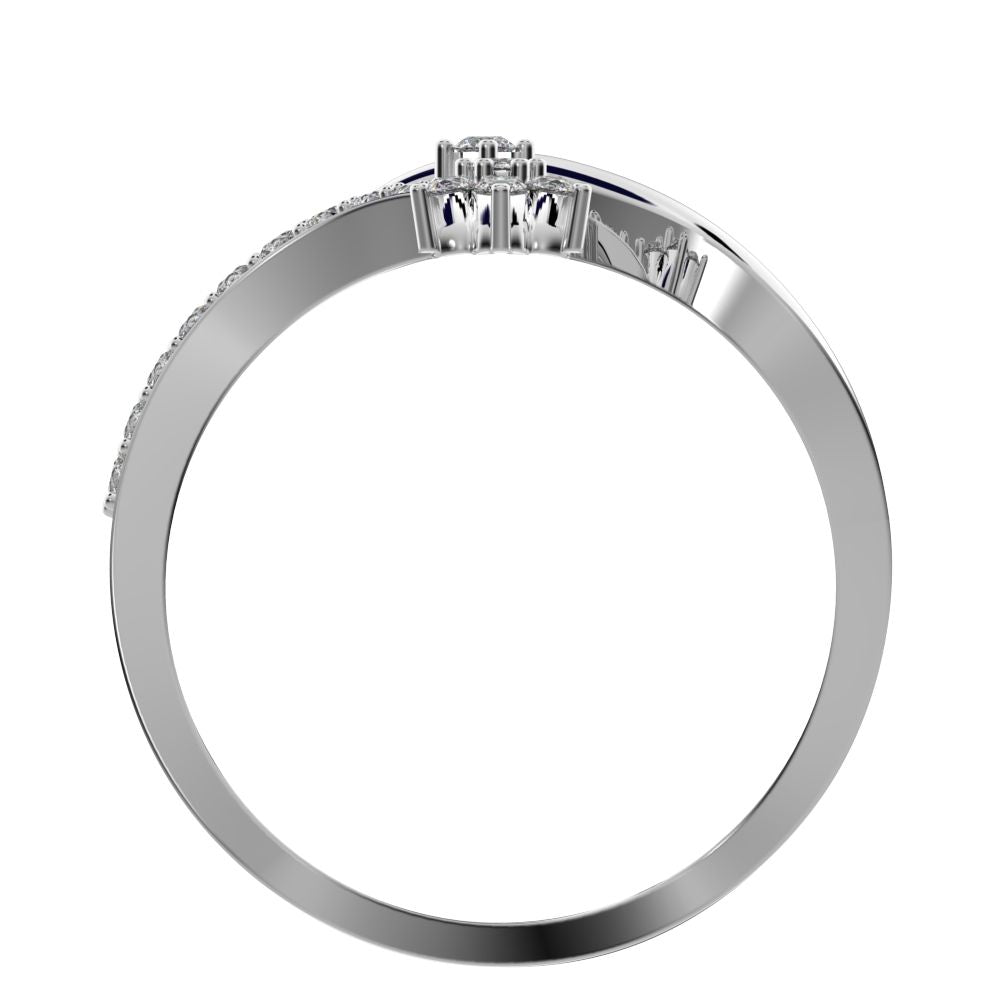 0.2525Ct Round Cut Simulated Clear Diamond star vertical infinity cluster halo twist 14K / 18K Solid White Gold everyday wedding band
