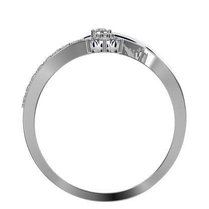 0.2525Ct Round Cut Simulated Clear Diamond star vertical infinity cluster halo twist 14K / 18K Solid White Gold everyday wedding band