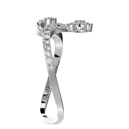 0.2525Ct Round Cut Simulated Clear Diamond star vertical infinity cluster halo twist 14K / 18K Solid White Gold everyday wedding band