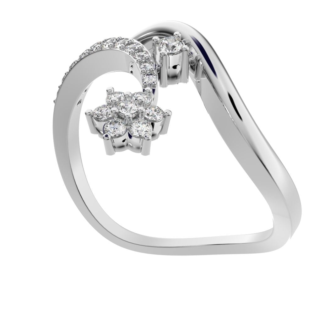 0.2525Ct Round Cut Simulated Clear Diamond star vertical infinity cluster halo twist 14K / 18K Solid White Gold everyday wedding band