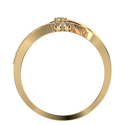 0.2525Ct Round Cut Simulated Clear Diamond star vertical infinity cluster halo twist 14K / 18K Solid Yellow Gold everyday wedding band