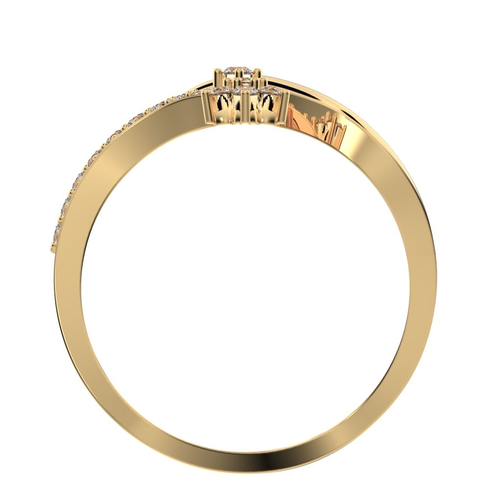 0.2525Ct Round Cut Moissanite dainty Minimalist star vertical infinity cluster halo twist 14K / 18K Solid Yellow Gold everyday wedding band