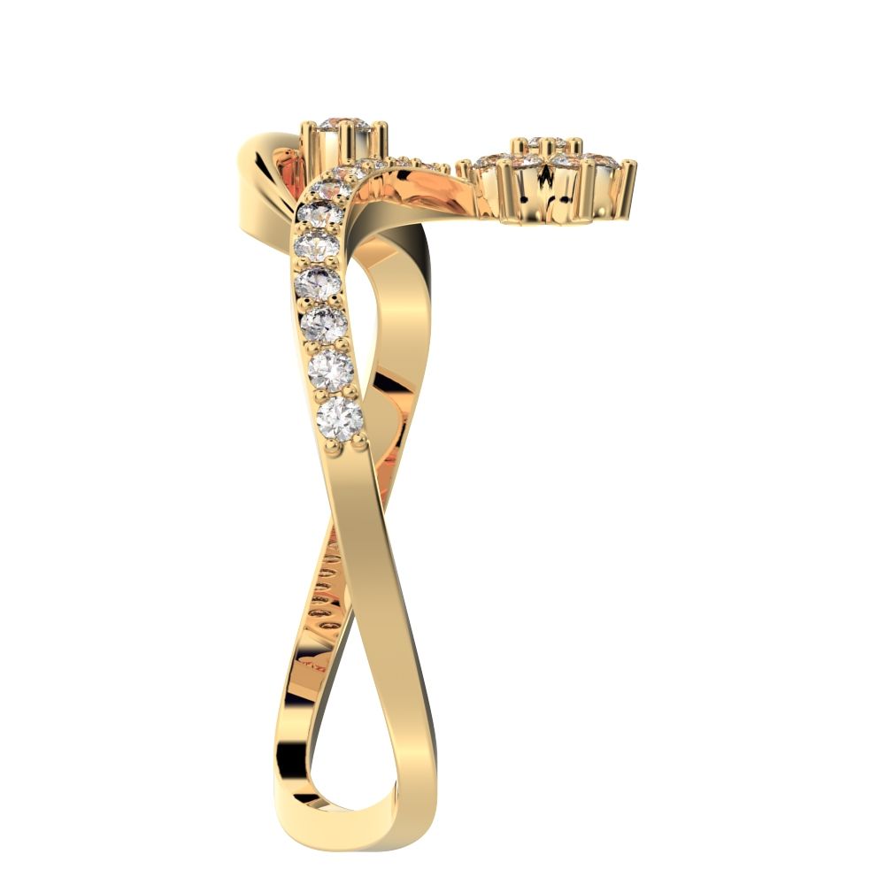 0.2525Ct Round Cut Simulated Clear Diamond star vertical infinity cluster halo twist 14K / 18K Solid Yellow Gold everyday wedding band