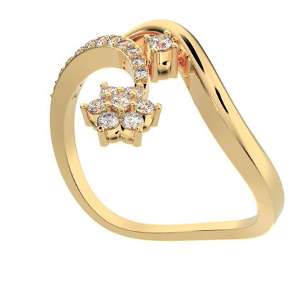 0.2525Ct Round Cut Simulated Clear Diamond star vertical infinity cluster halo twist 14K / 18K Solid Yellow Gold everyday wedding band
