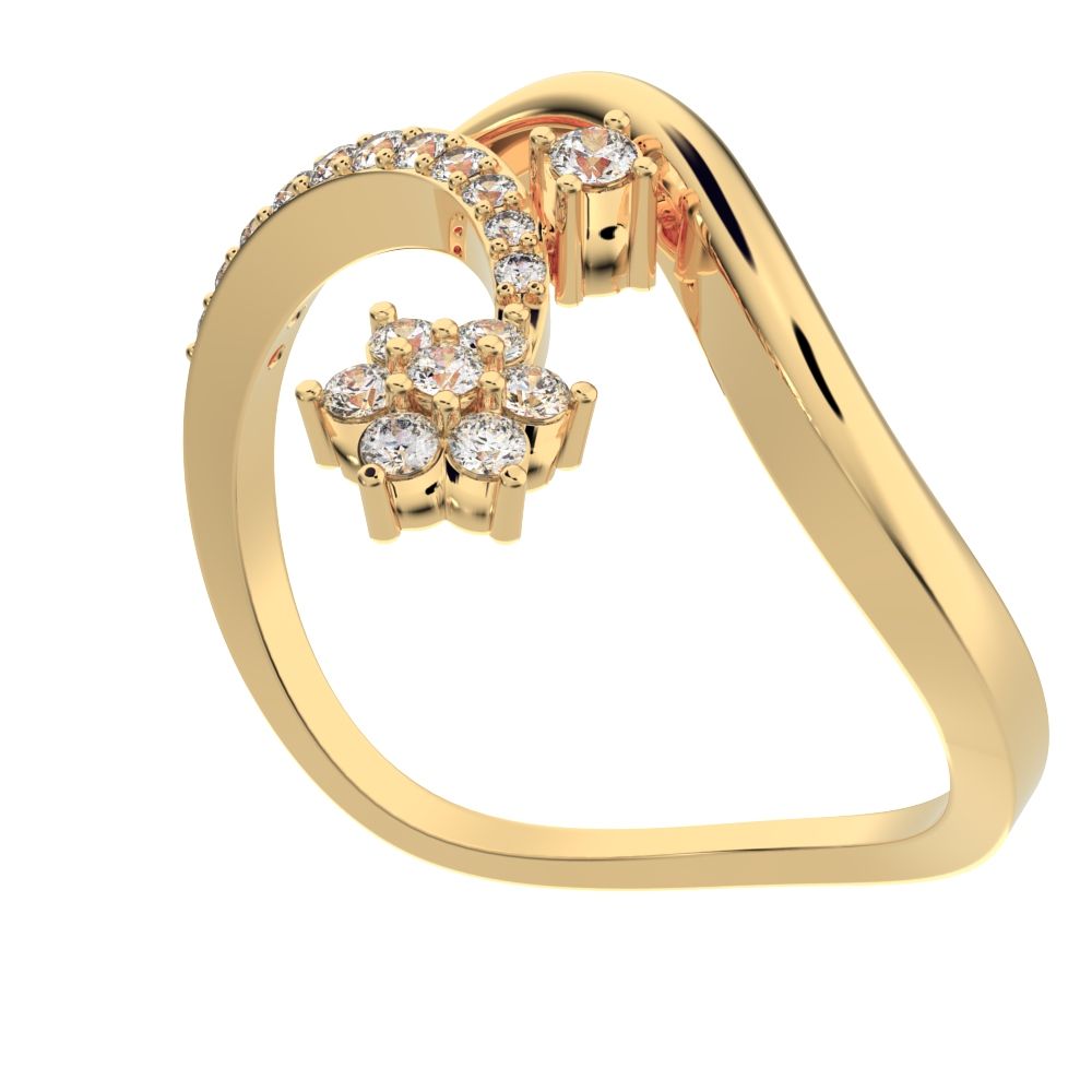 0.2525Ct Round Cut Moissanite dainty Minimalist star vertical infinity cluster halo twist 14K / 18K Solid Yellow Gold everyday wedding band