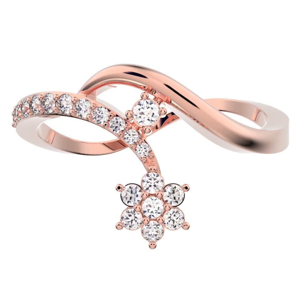0.2525Ct Round Cut Simulated Clear Diamond Minimalist star vertical infinity halo twist 14K / 18K Solid Rose Gold everyday wedding band