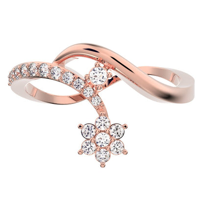 0.2525Ct Round Cut Simulated Clear Diamond Minimalist star vertical infinity halo twist 14K / 18K Solid Rose Gold everyday wedding band