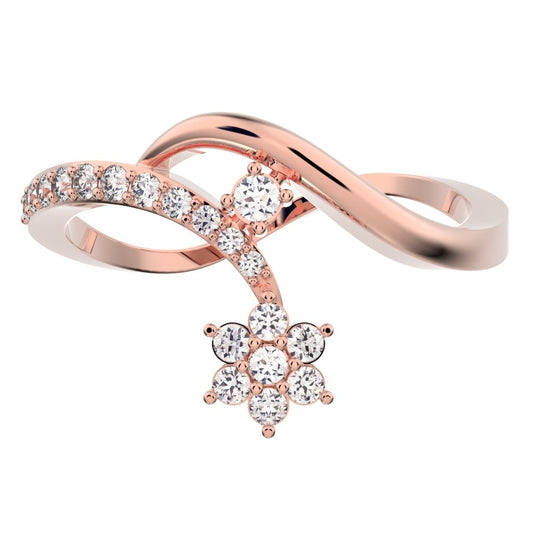 0.2525Ct Round Cut Simulated Clear Diamond Minimalist star vertical infinity halo twist 14K / 18K Solid Rose Gold everyday wedding band