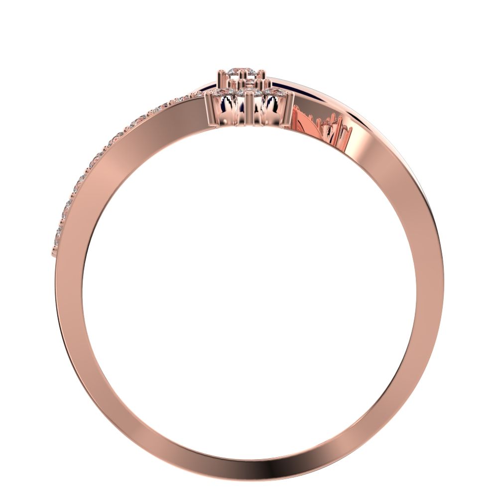 0.2525 ct Round Cut Moissanite dainty Minimalist star vertical infinity cluster halo twist 14K / 18K Solid Rose Gold everyday wedding band