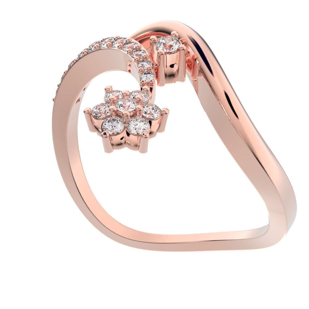 0.2525Ct Round Cut Simulated Clear Diamond Minimalist star vertical infinity halo twist 14K / 18K Solid Rose Gold everyday wedding band