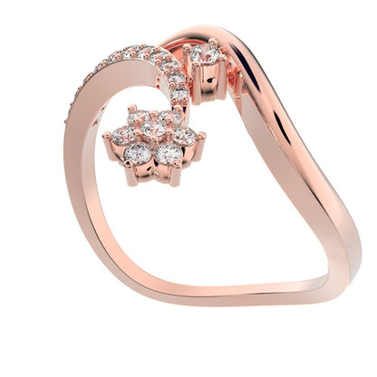 0.2525Ct Round Cut Simulated Clear Diamond Minimalist star vertical infinity halo twist 14K / 18K Solid Rose Gold everyday wedding band