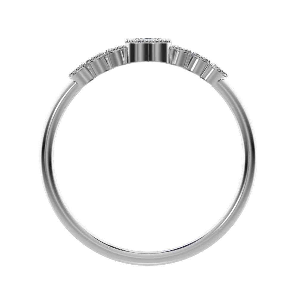 0.225 ct Heart Cut Moissanite dainty halo Minimalist solitaire with accents bezel milgrain heart 14K / 18K Solid White Gold everyday ring