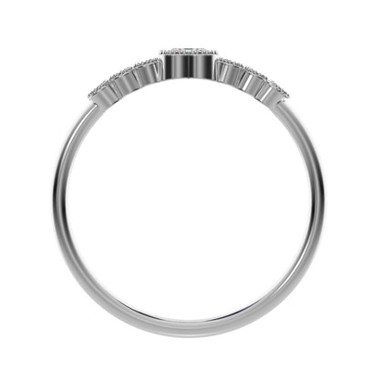 0.225 ct Heart Cut Moissanite dainty halo Minimalist solitaire with accents bezel milgrain heart 14K / 18K Solid White Gold everyday ring