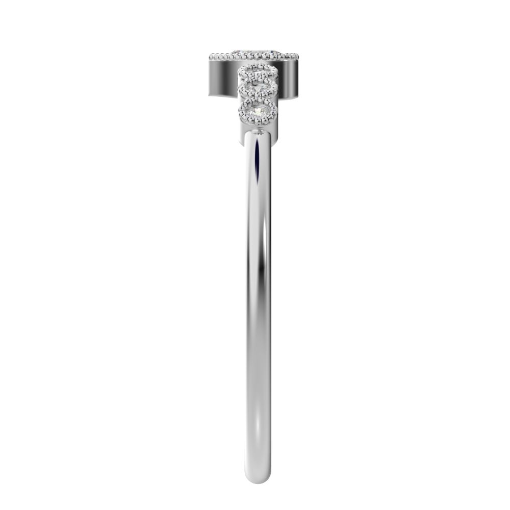 0.225 ct Heart Cut Moissanite dainty halo Minimalist solitaire with accents bezel milgrain heart 14K / 18K Solid White Gold everyday ring
