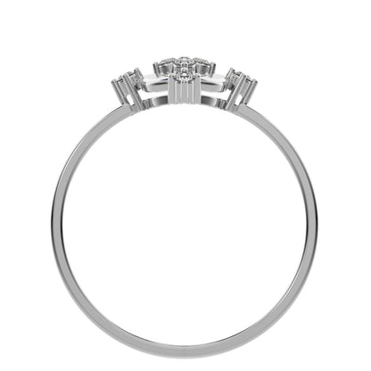 0.12 ct Round Cut Moissanite dainty Minimalist cluster eye petal halo vintage cocktail 14K / 18K Solid White Gold everyday ring