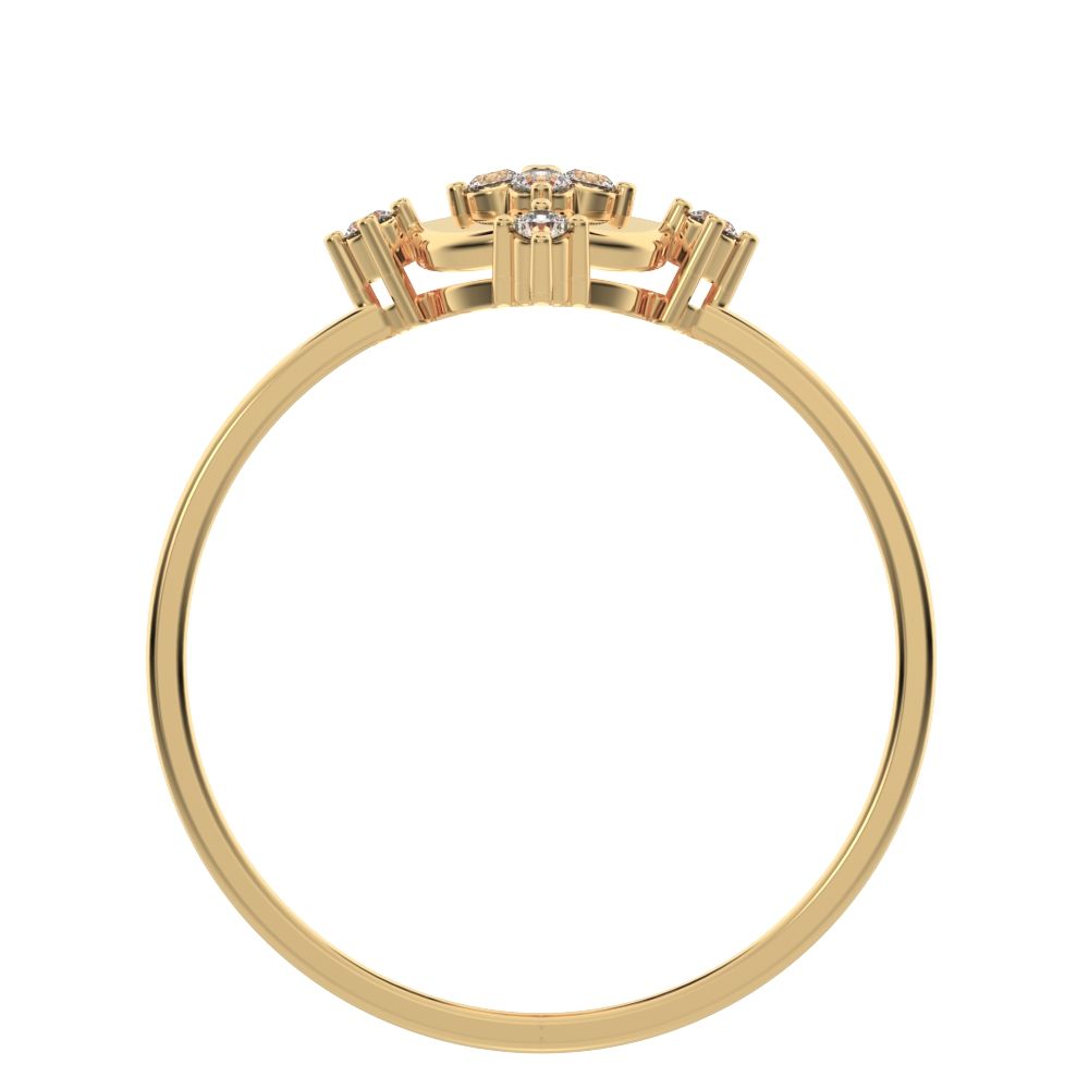 0.12 ct Round Cut Simulated Clear Diamond dainty Minimalist cluster eye petal halo cocktail 14K / 18K Solid Yellow Gold everyday ring