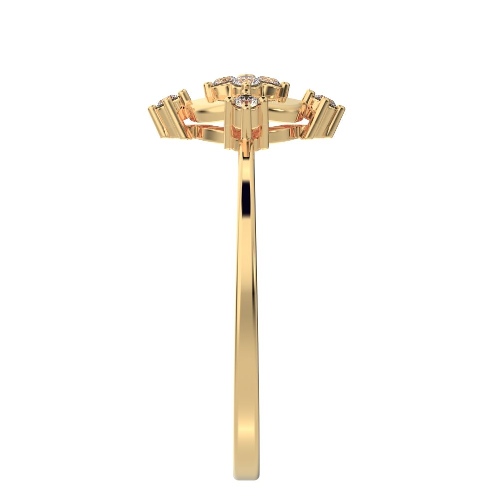 0.12 ct Round Cut Simulated Clear Diamond dainty Minimalist cluster eye petal halo cocktail 14K / 18K Solid Yellow Gold everyday ring