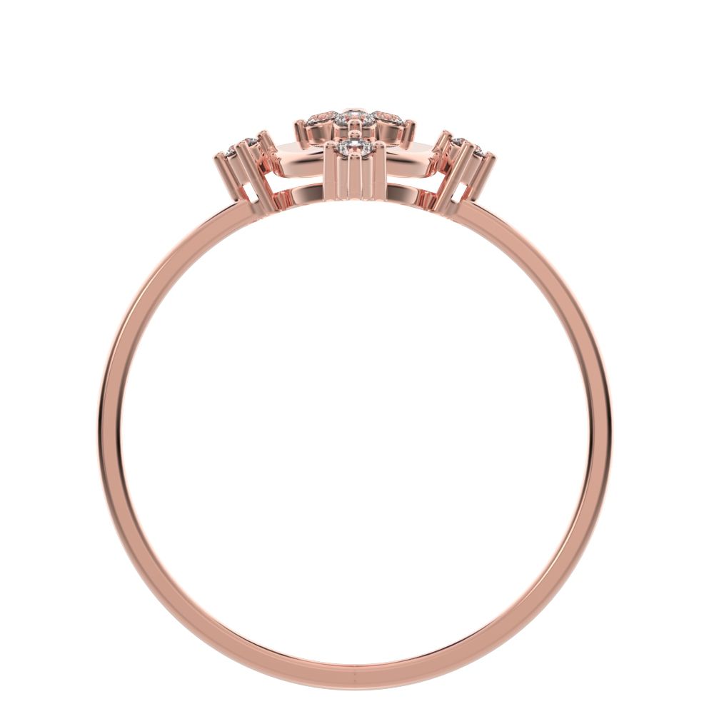 0.12 ct Round Cut Simulated Clear Diamond dainty Minimalist cluster eye petal halo vintage cocktail 14K / 18K Solid Rose Gold everyday ring