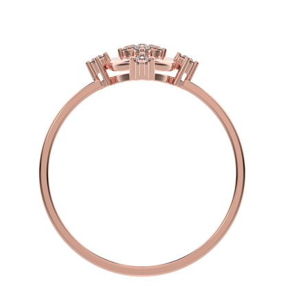 0.12 ct Round Cut Simulated Clear Diamond dainty Minimalist cluster eye petal halo vintage cocktail 14K / 18K Solid Rose Gold everyday ring