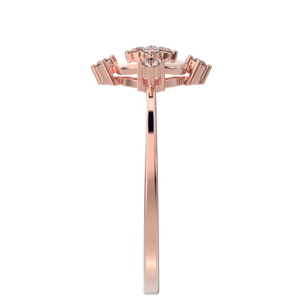0.12 ct Round Cut Simulated Clear Diamond dainty Minimalist cluster eye petal halo vintage cocktail 14K / 18K Solid Rose Gold everyday ring