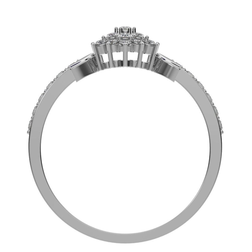 0.225 ct Round Cut Moissanite dainty Minimalist cluster eye petal halo light cocktail 14K / 18K Solid White Gold everyday ring