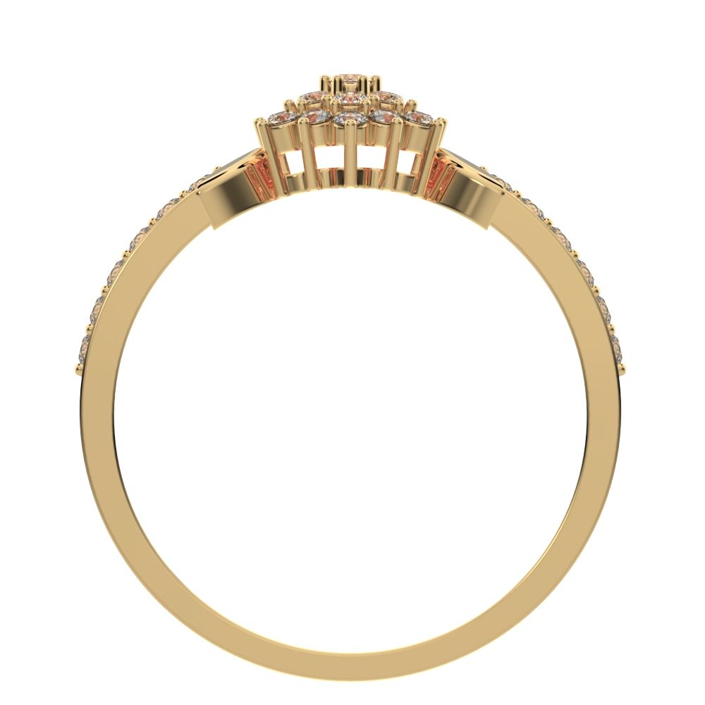 0.225 ct Round Cut Moissanite dainty Minimalist cluster eye petal halo light cocktail 14K / 18K Solid Yellow Gold everyday ring