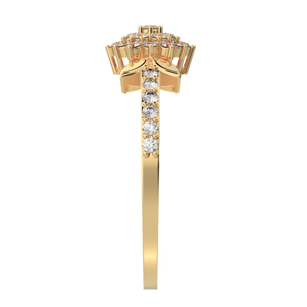 0.225 ct Round Cut Simulated Clear Diamond dainty Minimalist cluster eye petal halo cocktail 14K / 18K Solid Yellow Gold everyday ring