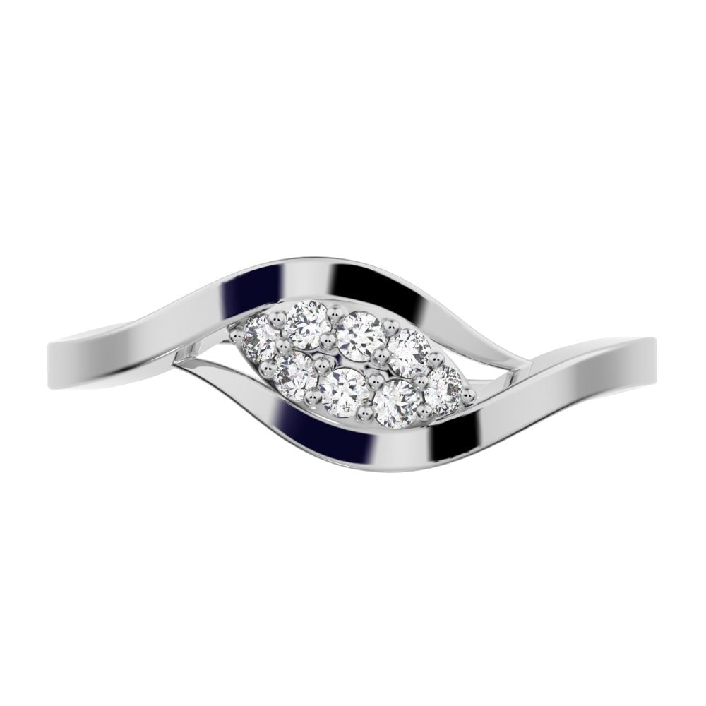 0.12 ct Round Cut Simulated Clear Diamond dainty Minimalist eye infinity floral split shank 14K / 18K Solid White Gold everyday ring
