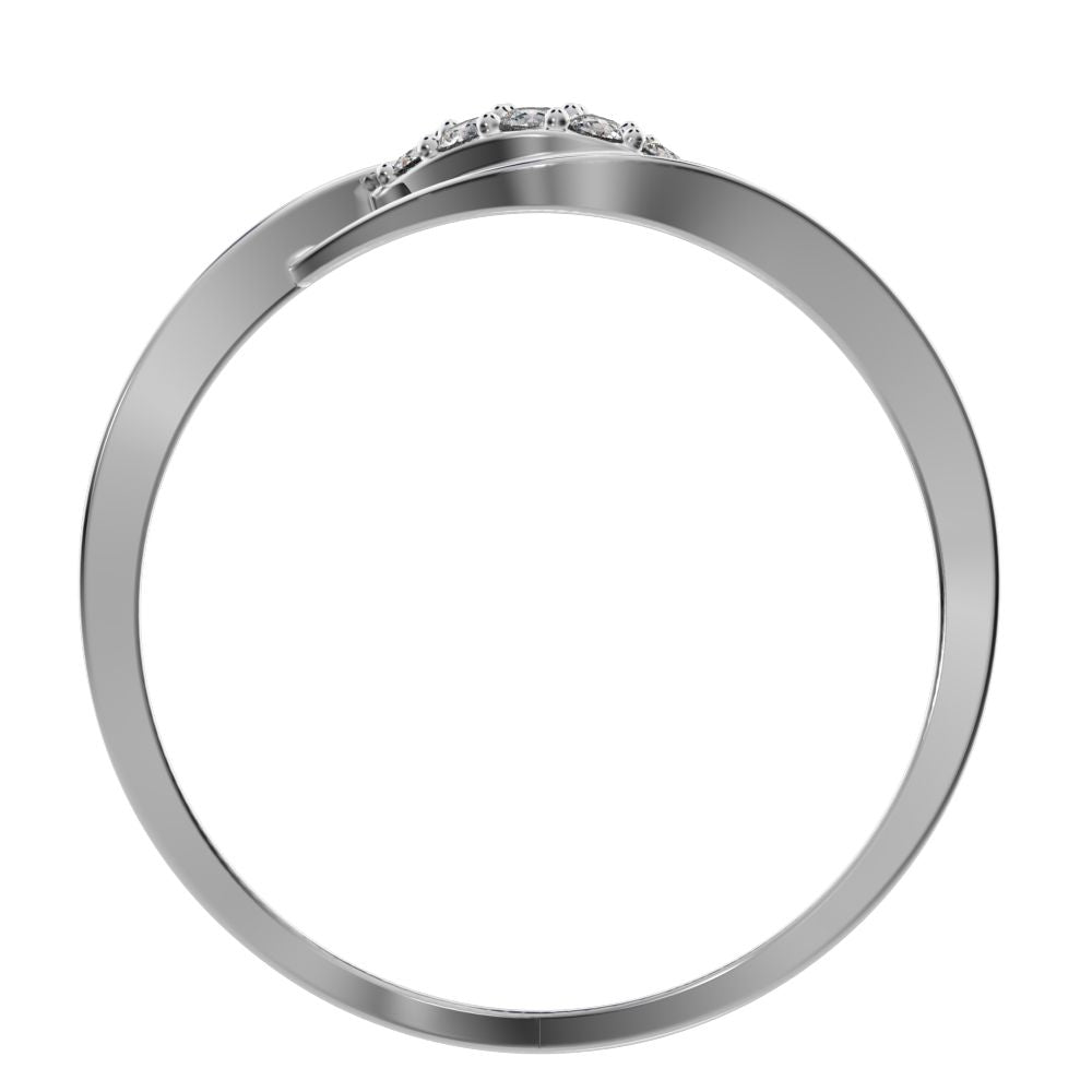 0.12 ct Round Cut Simulated Clear Diamond dainty Minimalist eye infinity floral split shank 14K / 18K Solid White Gold everyday ring