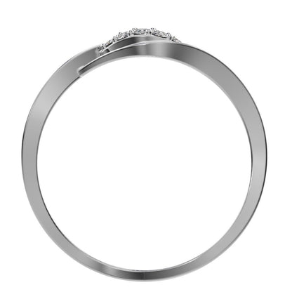 0.12 ct Round Cut Simulated Clear Diamond dainty Minimalist eye infinity floral split shank 14K / 18K Solid White Gold everyday ring