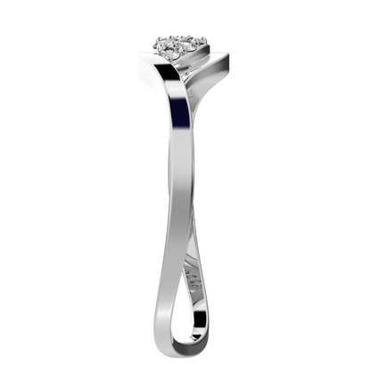 0.12 ct Round Cut Simulated Clear Diamond dainty Minimalist eye infinity floral split shank 14K / 18K Solid White Gold everyday ring