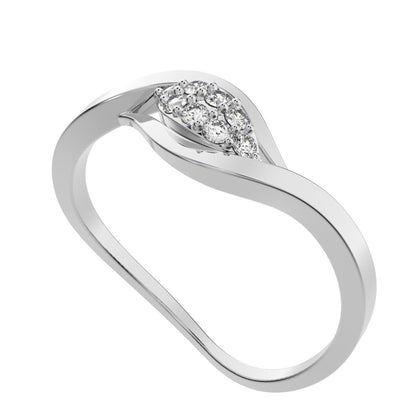 0.12 ct Round Cut Simulated Clear Diamond dainty Minimalist eye infinity floral split shank 14K / 18K Solid White Gold everyday ring