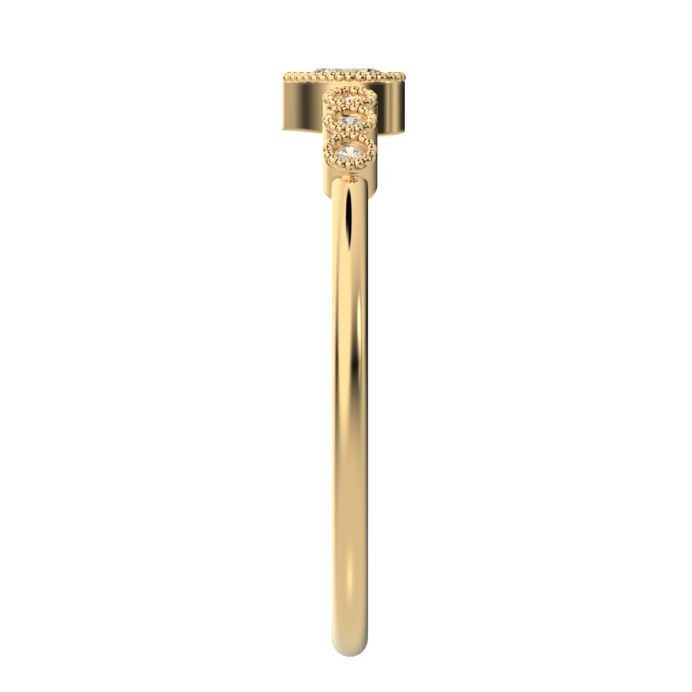 0.225 ct Heart Cut Moissanite dainty halo Minimalist solitaire with accents bezel milgrain heart 14K / 18K Solid Yellow Gold everyday ring