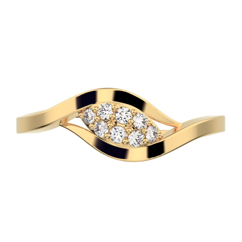 0.12 ct Round Cut Simulated Clear Diamond dainty Minimalist eye infinity floral split shank 14K / 18K Solid Yellow Gold everyday ring