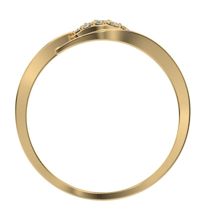0.12 ct Round Cut Simulated Clear Diamond dainty Minimalist eye infinity floral split shank 14K / 18K Solid Yellow Gold everyday ring