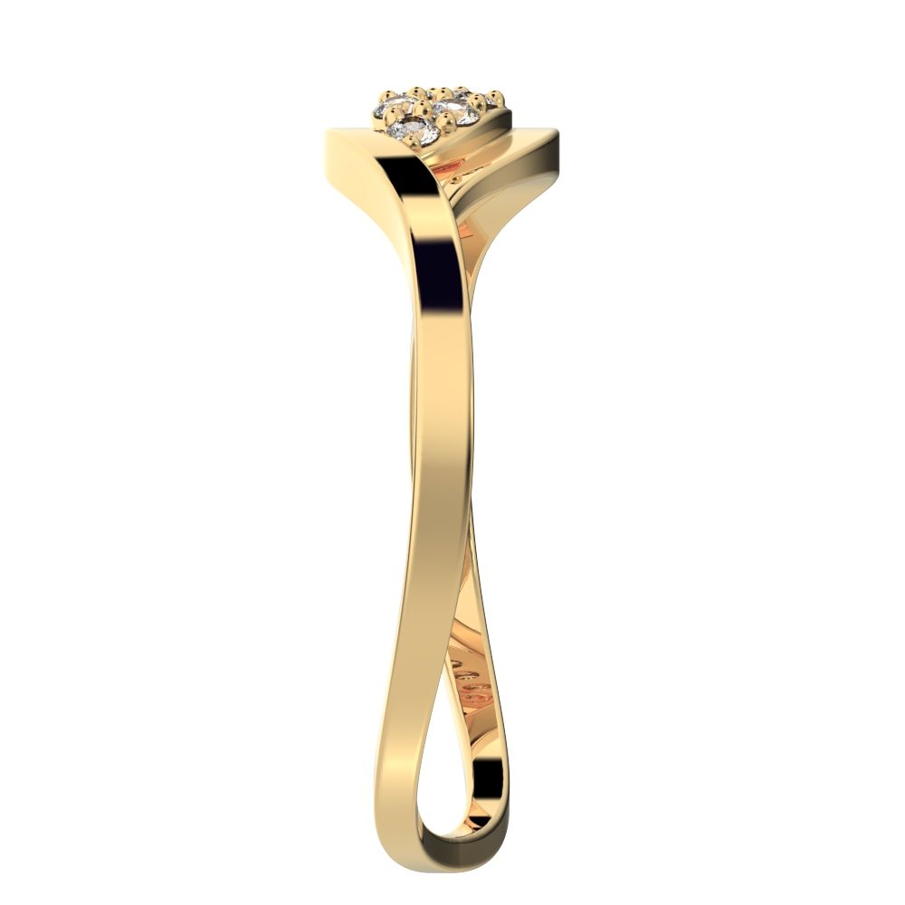0.12 ct Round Cut Simulated Clear Diamond dainty Minimalist eye infinity floral split shank 14K / 18K Solid Yellow Gold everyday ring