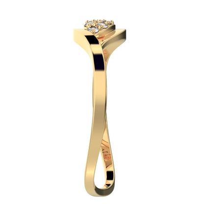 0.12 ct Round Cut Simulated Clear Diamond dainty Minimalist eye infinity floral split shank 14K / 18K Solid Yellow Gold everyday ring
