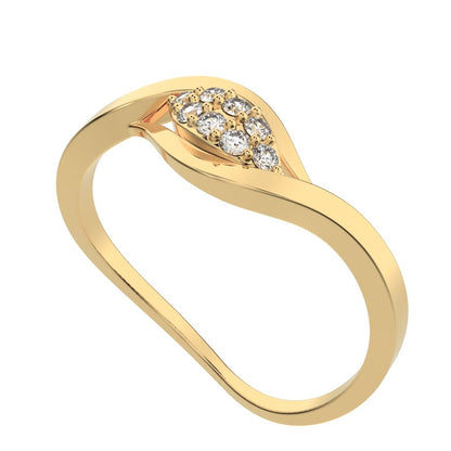 0.12 ct Round Cut Moissanite dainty Minimalist eye infinity cluster floral split shank 14K / 18K Solid Yellow Gold everyday ring