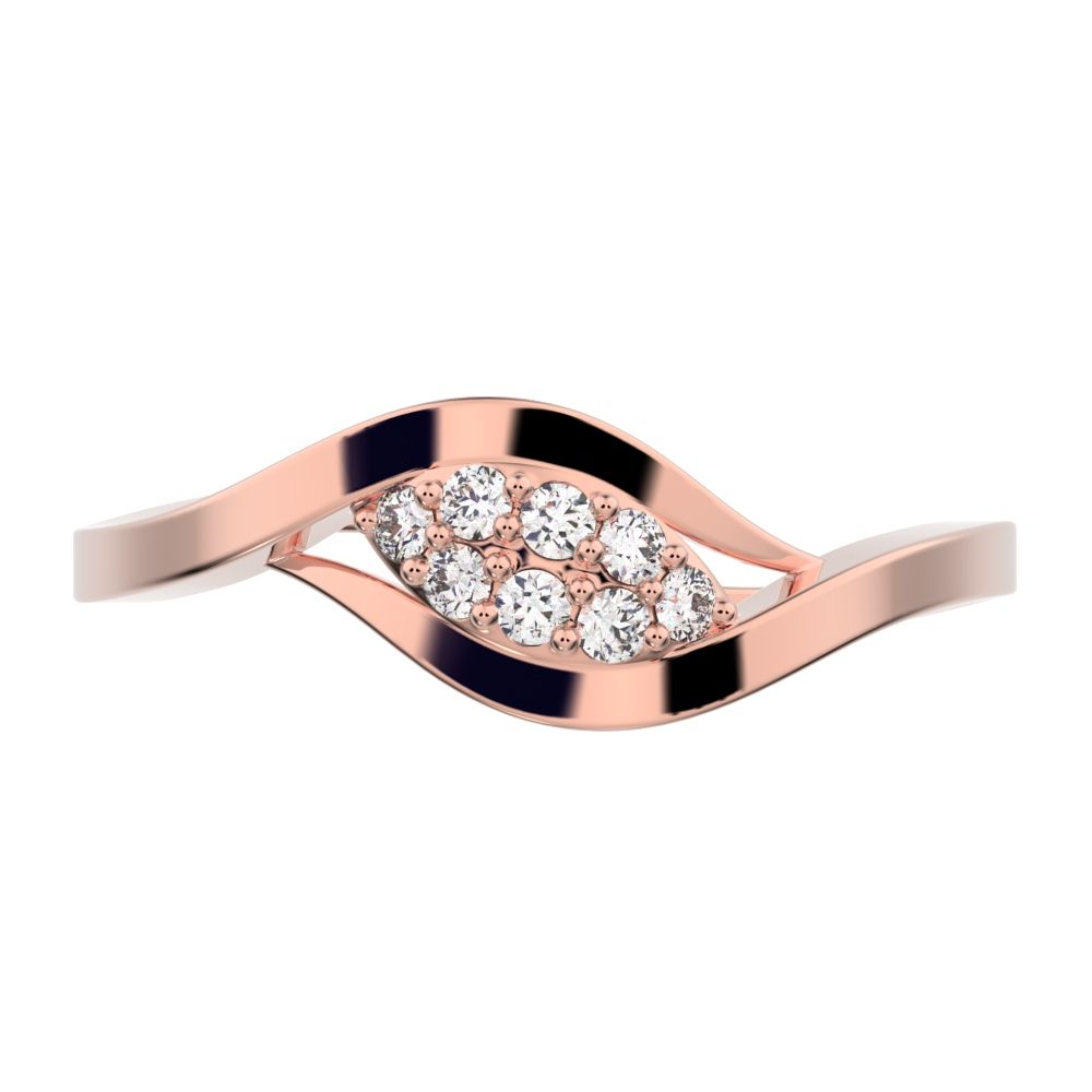 0.12 ct Round Cut Moissanite dainty Minimalist eye infinity cluster floral split shank 14K / 18K Solid Rose Gold everyday ring