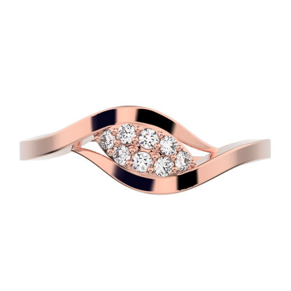 0.12 ct Round Cut Moissanite dainty Minimalist eye infinity cluster floral split shank 14K / 18K Solid Rose Gold everyday ring