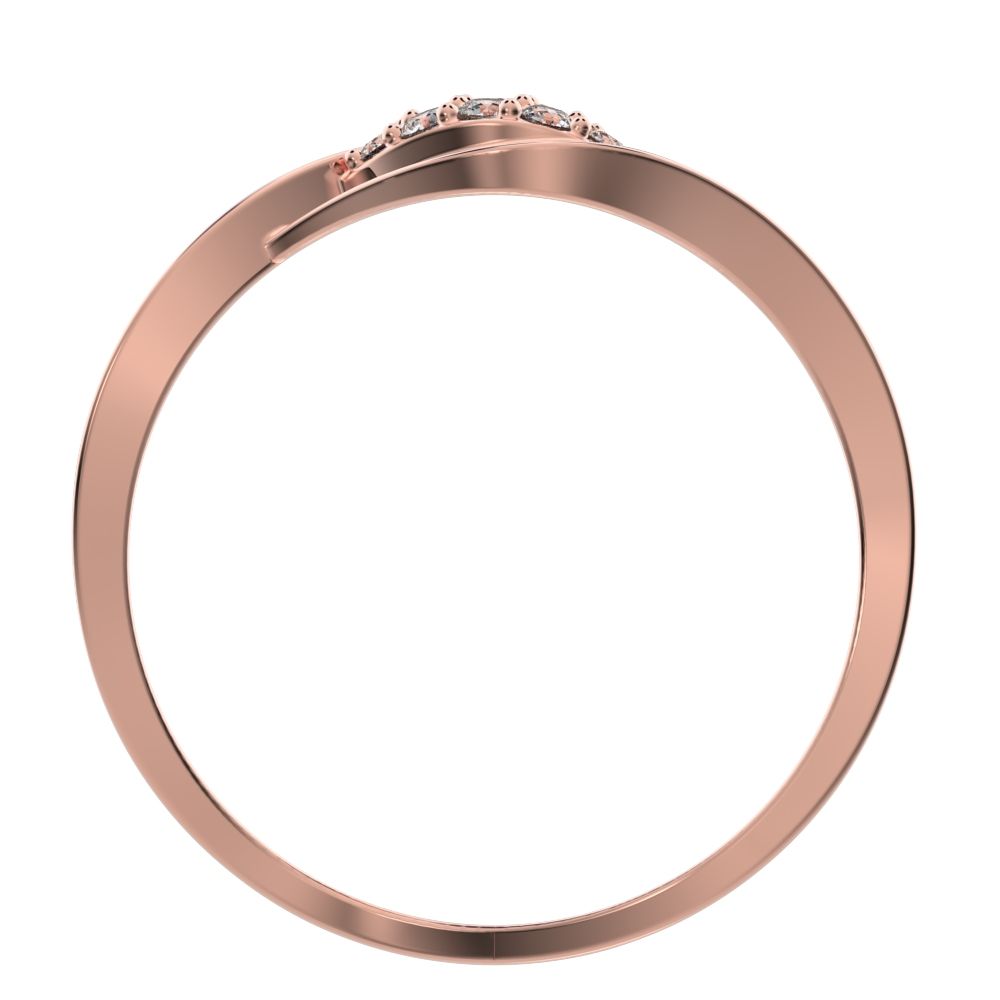 0.12 ct Round Cut Simulated Clear Diamond dainty Minimalist eye infinity cluster floral split shank 14K / 18K Solid Rose Gold everyday ring