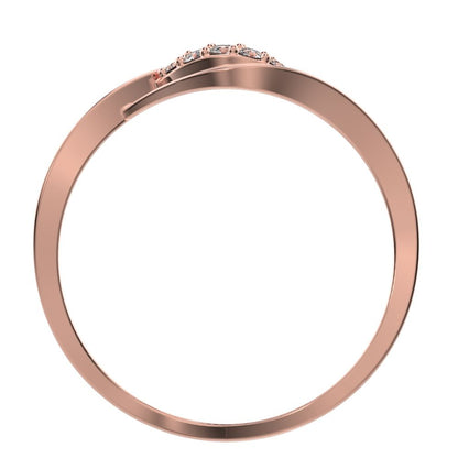 0.12 ct Round Cut Simulated Clear Diamond dainty Minimalist eye infinity cluster floral split shank 14K / 18K Solid Rose Gold everyday ring