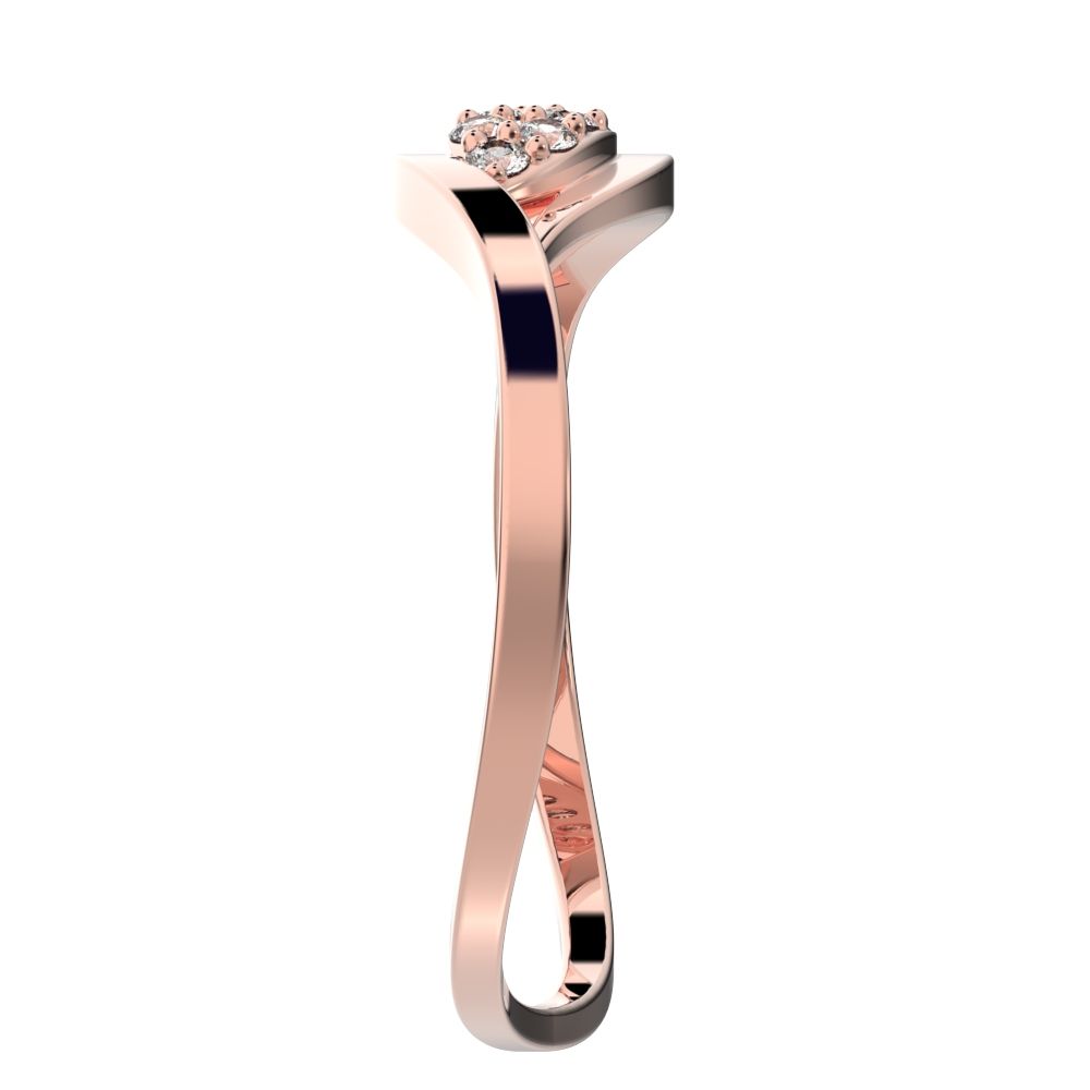 0.12 ct Round Cut Simulated Clear Diamond dainty Minimalist eye infinity cluster floral split shank 14K / 18K Solid Rose Gold everyday ring