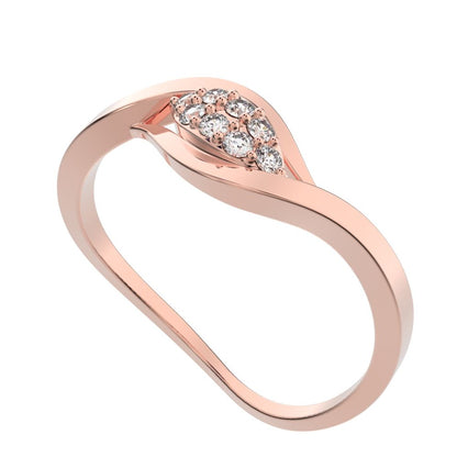 0.12 ct Round Cut Moissanite dainty Minimalist eye infinity cluster floral split shank 14K / 18K Solid Rose Gold everyday ring