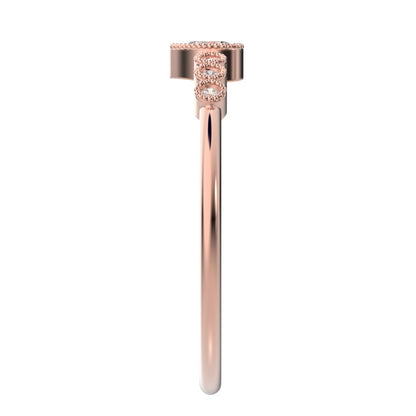 0.225 ct Heart Cut Simulated Clear Diamond dainty halo Minimalist solitaire with accents heart 14K / 18K Solid Rose Gold everyday ring