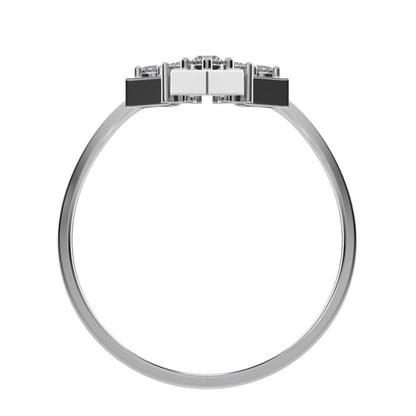 0.12Ct Round Cut Simulated Clear Diamond Minimalist V Stackable Cocktail Symmetrical 14K / 18K Solid White Gold everyday wedding band