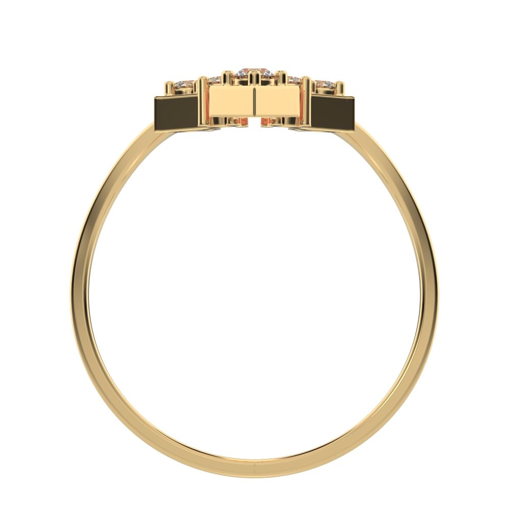 0.12 ct Round Cut Moissanite dainty Minimalist V Stackable Cocktail Symmetrical 14K / 18K Solid Yellow Gold everyday wedding band