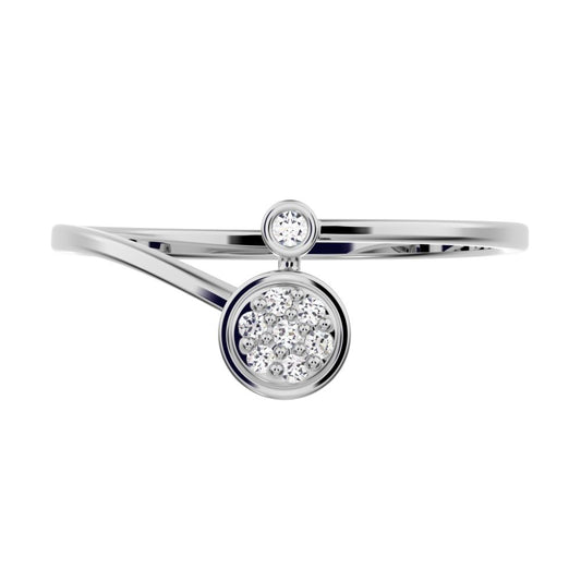 0.045 ct Round Cut Simulated Clear Diamond dainty Minimalist halo cluster vertical bezel 14K / 18K Solid White Gold everyday wedding band