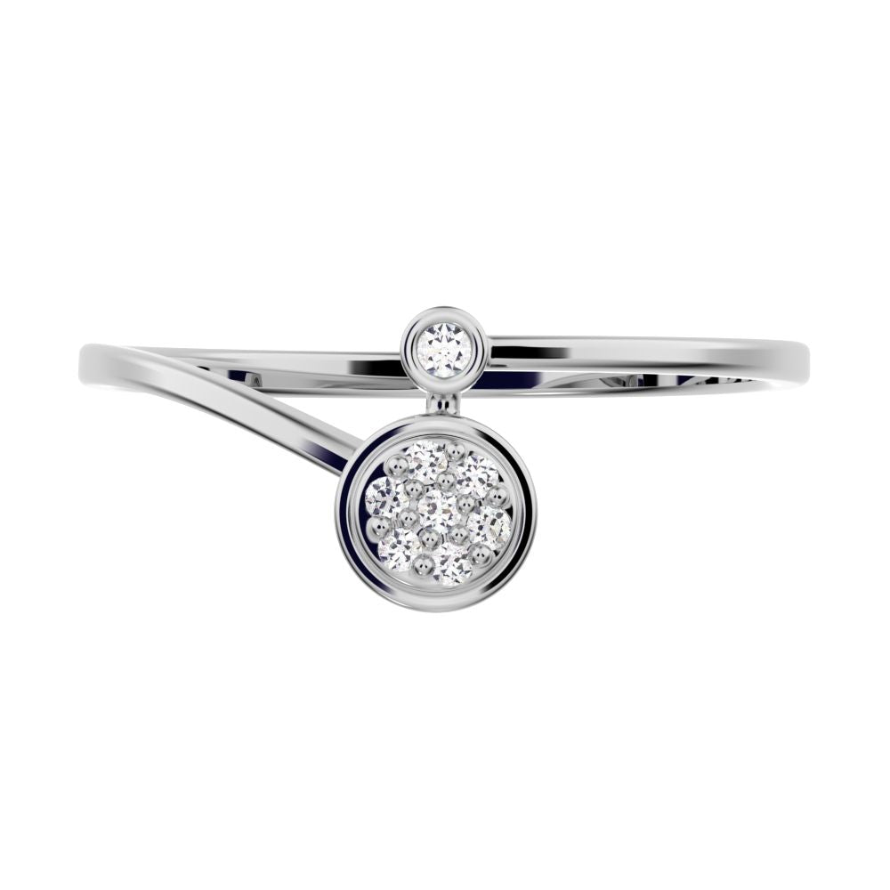 0.045 ct Round Cut Moissanite dainty Minimalist halo cluster vertical bezel 14K / 18K Solid White Gold everyday wedding band