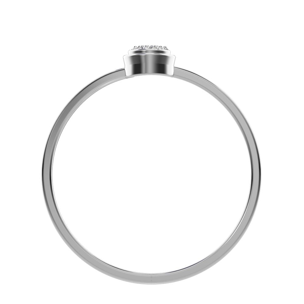 0.045 ct Round Cut Moissanite dainty Minimalist halo cluster vertical bezel 14K / 18K Solid White Gold everyday wedding band